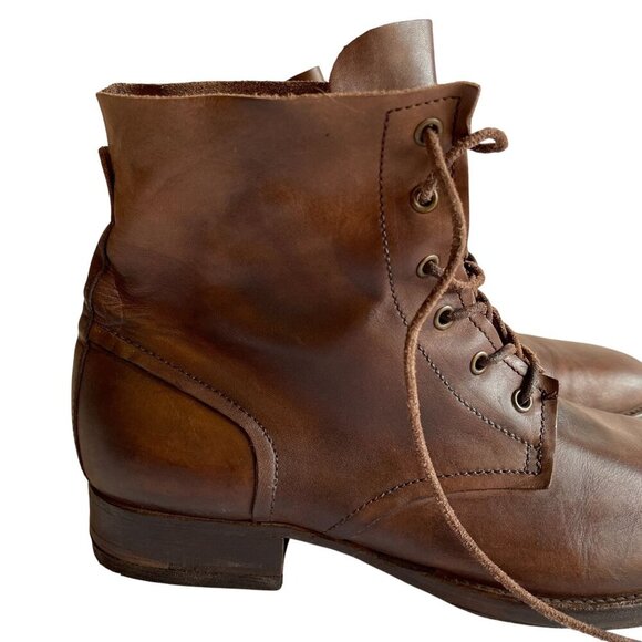 Allsaints Brown Leather Lace Up Mens Ankle Boots Size 12 With Rubber Sole main image 5